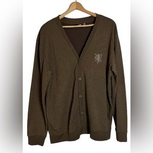VANS Men’s Brown Button Up Sweater Cardigan Skater Y2K Off The Wall size XXL